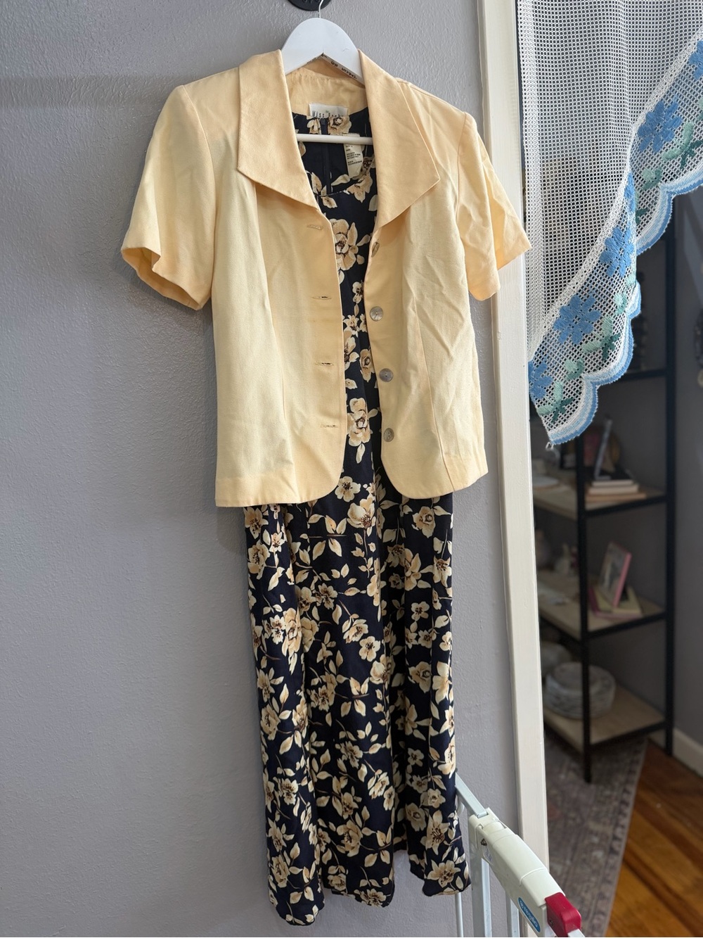 Maxi Floral Dress with Light Yellow Jacket - Elegant Summer Ensemble